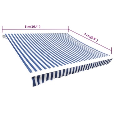 vidaXL Τεντόπανο Μπλε / Λευκό 500 x 300 εκ. από Καραβόπανο