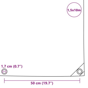 vidaXL Μουσαμάς Γκρι 1,5 x 10 μ. 650 γρ./μ.²