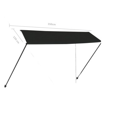 vidaXL Τέντα Συρόμενη με LED Ανθρακί 350 x 150 εκ.