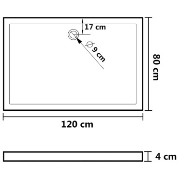 vidaXL Βάση Ντουζιέρας Ορθογώνια Λευκή 80 x 120 εκ. από ABS