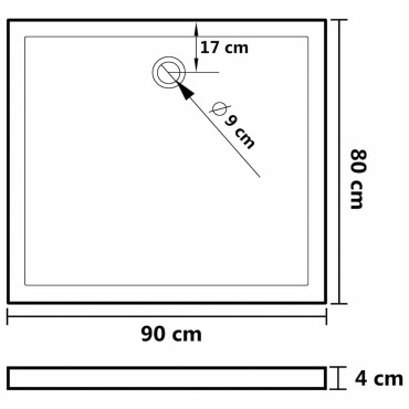 vidaXL Βάση Ντουζιέρας Ορθογώνια Μαύρη 80 x 90 εκ. από ABS