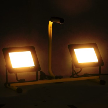 vidaXL Προβολέας LED με Λαβή Θερμό Λευκό 2 x 50 W