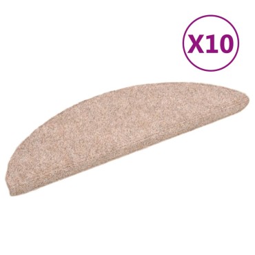 vidaXL Πατάκια Σκάλας Αυτοκόλλητα 10 τεμ. Κρεμ 56x17x3 εκ Βελονιασμένα