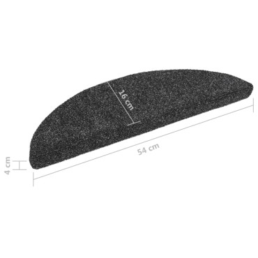 vidaXL Πατάκια Σκάλας Αυτοκόλ. 10 τεμ Σκ. Γκρι 56x17x3 εκ Βελονιασμένα