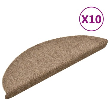 vidaXL Πατάκια Σκάλας Αυτοκόλλητα 10 τεμ. μπεζ 56x17x3 εκ Βελονιασμένα