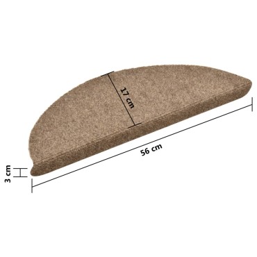 vidaXL Πατάκια Σκάλας Αυτοκόλλητα 10 τεμ. μπεζ 56x17x3 εκ Βελονιασμένα