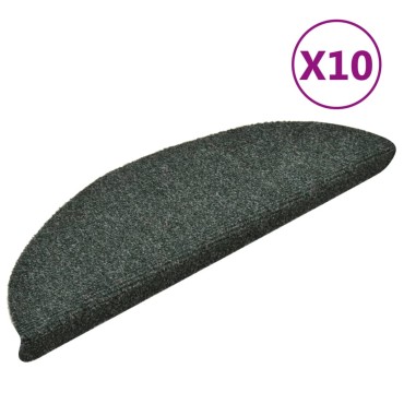 vidaXL Πατάκια Σκάλας Αυτοκόλ. 10 τεμ. Πράσινο 56x17x3 εκ Βελονιασμένα