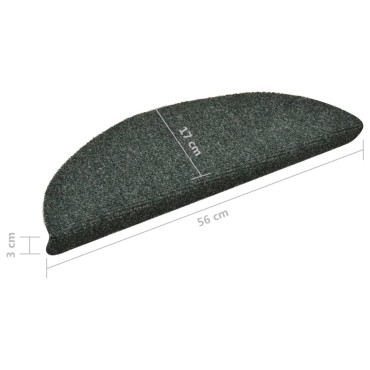 vidaXL Πατάκια Σκάλας Αυτοκόλ. 10 τεμ. Πράσινο 56x17x3 εκ Βελονιασμένα