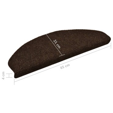 vidaXL Πατάκια Σκάλας Αυτοκόλλητα 5 τεμ. Καφέ 65x21x4 εκ. Βελονιασμένα