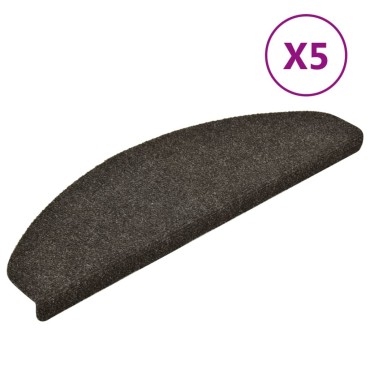 vidaXL Πατάκια Σκάλας Αυτοκόλ. 5 τεμ Ανθρακί 65x21x4 εκ Βελονιασμένο