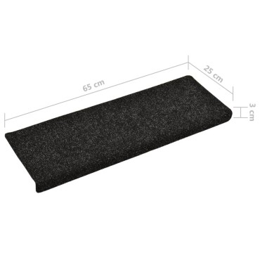 vidaXL Πατάκια Σκάλας 5 τεμ. Μαύρα 65x21x4 εκ. Βελονιασμένα