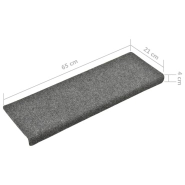 vidaXL Πατάκια Σκάλας 5 τεμ. Ανοιχτό Γκρι 65x21x4 εκ. Βελονιασμένα