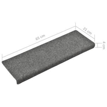 vidaXL Πατάκια Σκάλας 5 τεμ. Ανοιχτό Γκρι 65x21x4 εκ. Βελονιασμένα