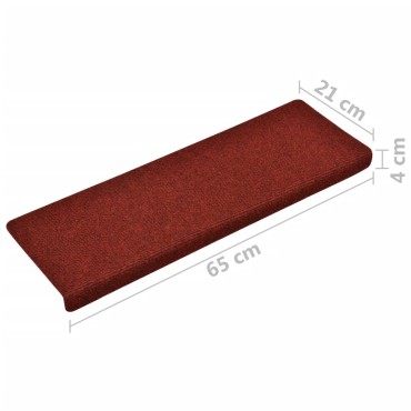 vidaXL Πατάκια Σκάλας 10 τεμ. Μπορντό 65x21x4 εκ. Βελονιασμένα
