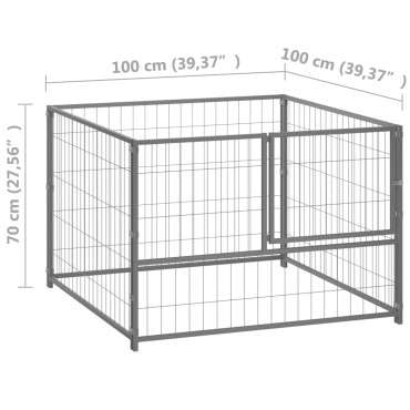 vidaXL Σπιτάκι Σκύλου Ασημί 100 x 100 x 70 εκ. Ατσάλινο