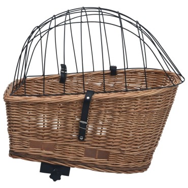 vidaXL Οπίσθιο Καλάθι Ποδηλάτου με Κάλυμμα 55x31x36 εκ. Ξύλο Ιτιάς