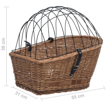 vidaXL Οπίσθιο Καλάθι Ποδηλάτου με Κάλυμμα 55x31x36 εκ. Ξύλο Ιτιάς