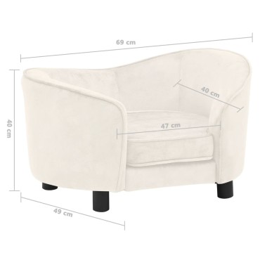 vidaXL Καναπές - Κρεβάτι Σκύλου Κρεμ 69 x 49 x 40 εκ. Βελουτέ