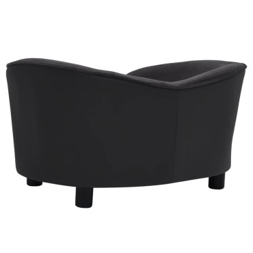 vidaXL Καναπές-Κρεβάτι Σκύλου Μαύρος 69x49x40εκ. Βελουτέ/Συνθετ. Δέρμα