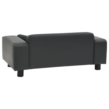 vidaXL Καναπές-Κρεβάτι Σκύλου Σκ. Γκρι 81x43x31εκ. Βελουτέ/Συνθ. Δέρμα
