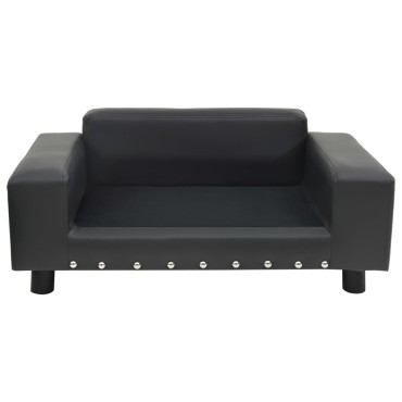vidaXL Καναπές-Κρεβάτι Σκύλου Σκ. Γκρι 81x43x31εκ. Βελουτέ/Συνθ. Δέρμα