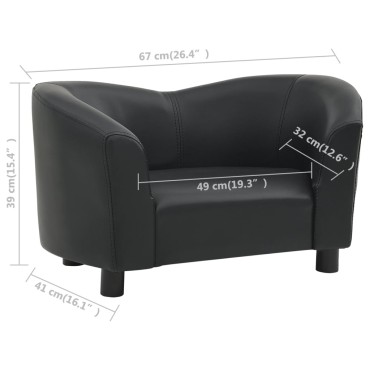 vidaXL Καναπές-Κρεβάτι Σκύλου Μαύρος 67x41x39 εκ. από Συνθετικό Δέρμα