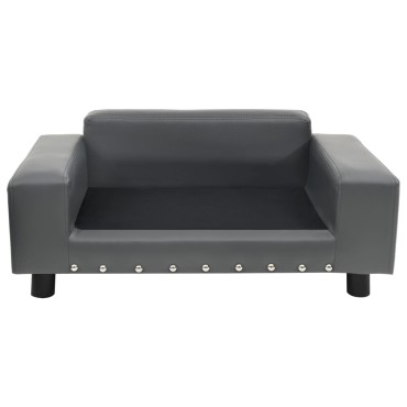 vidaXL Καναπές-Κρεβάτι Σκύλου Γκρι 81x43x31 εκ. Βελουτέ/Συνθετ. Δέρμα