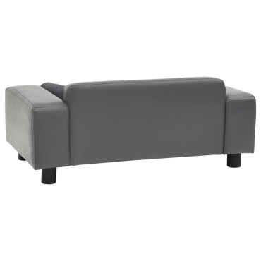 vidaXL Καναπές-Κρεβάτι Σκύλου Γκρι 81x43x31 εκ. Βελουτέ/Συνθετ. Δέρμα