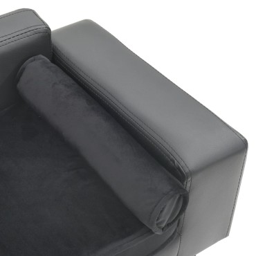vidaXL Καναπές-Κρεβάτι Σκύλου Γκρι 81x43x31 εκ. Βελουτέ/Συνθετ. Δέρμα