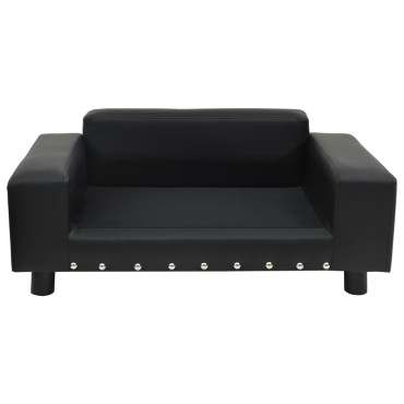 vidaXL Καναπές-Κρεβάτι Σκύλου Μαύρο 81x43x31 εκ. Βελουτέ/Συνθετ. Δέρμα