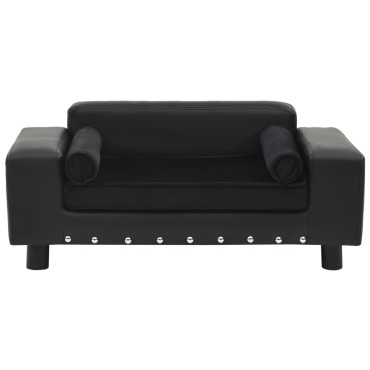 vidaXL Καναπές-Κρεβάτι Σκύλου Μαύρο 81x43x31 εκ. Βελουτέ/Συνθετ. Δέρμα
