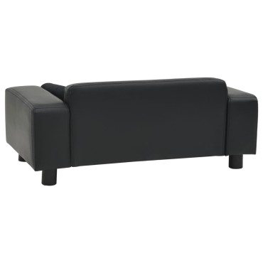 vidaXL Καναπές-Κρεβάτι Σκύλου Μαύρο 81x43x31 εκ. Βελουτέ/Συνθετ. Δέρμα