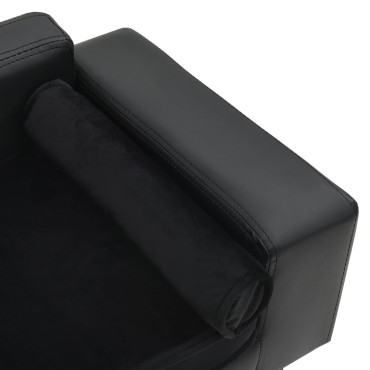 vidaXL Καναπές-Κρεβάτι Σκύλου Μαύρο 81x43x31 εκ. Βελουτέ/Συνθετ. Δέρμα