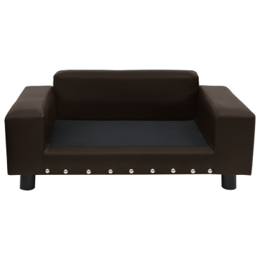 vidaXL Καναπές-Κρεβάτι Σκύλου Καφέ 81x43x31 εκ. Βελουτέ/Συνθετ. Δέρμα