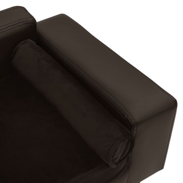 vidaXL Καναπές-Κρεβάτι Σκύλου Καφέ 81x43x31 εκ. Βελουτέ/Συνθετ. Δέρμα