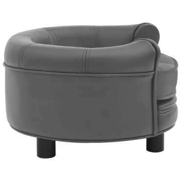 vidaXL Καναπές-Κρεβάτι Σκύλου Γκρι 48x48x32 εκ. Βελουτέ/Συνθετ. Δέρμα