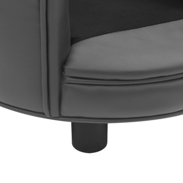 vidaXL Καναπές-Κρεβάτι Σκύλου Γκρι 48x48x32 εκ. Βελουτέ/Συνθετ. Δέρμα