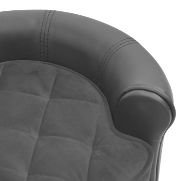 vidaXL Καναπές-Κρεβάτι Σκύλου Γκρι 48x48x32 εκ. Βελουτέ/Συνθετ. Δέρμα