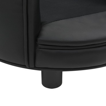 vidaXL Καναπές-Κρεβάτι Σκύλου Μαύρο 48x48x32 εκ. Βελουτέ/Συνθετ. Δέρμα