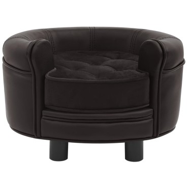 vidaXL Καναπές-Κρεβάτι Σκύλου Καφέ 48x48x32 εκ. Βελουτέ/Συνθετ. Δέρμα