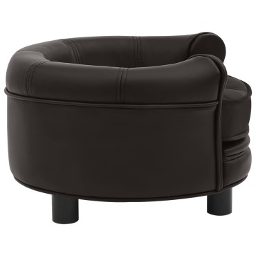 vidaXL Καναπές-Κρεβάτι Σκύλου Καφέ 48x48x32 εκ. Βελουτέ/Συνθετ. Δέρμα