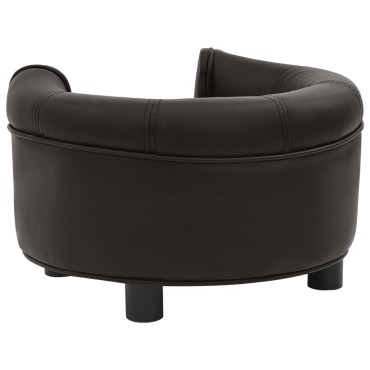 vidaXL Καναπές-Κρεβάτι Σκύλου Καφέ 48x48x32 εκ. Βελουτέ/Συνθετ. Δέρμα