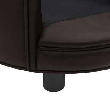 vidaXL Καναπές-Κρεβάτι Σκύλου Καφέ 48x48x32 εκ. Βελουτέ/Συνθετ. Δέρμα