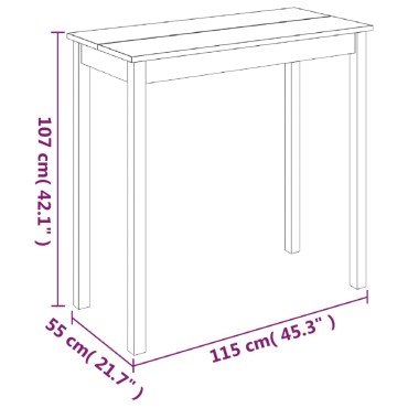 vidaXL Τραπέζι Μπαρ Μαύρο 115x55x107cm από MDF 1 τεμ.