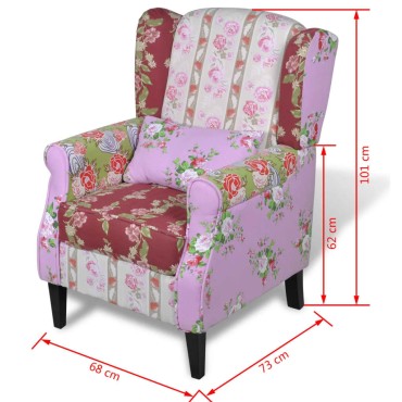vidaXL Μπερζέρα με Σχέδιο Patchwork Υφασμάτινη 68x73x101cm 1 τεμ.