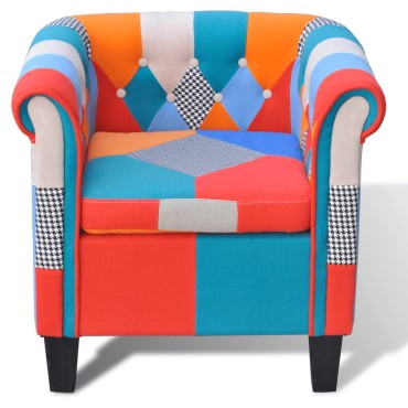 vidaXL Πολυθρόνα με Σχέδιο Patchwork Υφασμάτινη 68,5x60,5x65cm 1 τεμ.