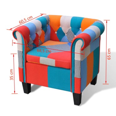 vidaXL Πολυθρόνα με Σχέδιο Patchwork Υφασμάτινη 68,5x60,5x65cm 1 τεμ.