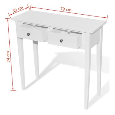 vidaXL Έπιπλο Τουαλέτα με Δύο Συρτάρια Λευκό 79x30x74cm 1 τεμ.