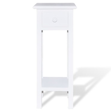vidaXL Τραπεζάκι Βοηθητικό με Συρτάρι Λευκό 27x27x65,5cm 1 τεμ.