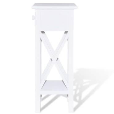 vidaXL Τραπεζάκι Βοηθητικό με Συρτάρι Λευκό 27x27x65,5cm 1 τεμ.